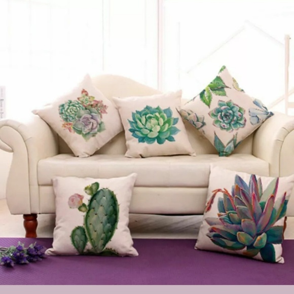 Accent Pillow Case Succulent 18" Cover Decor - Picture 3 of 8